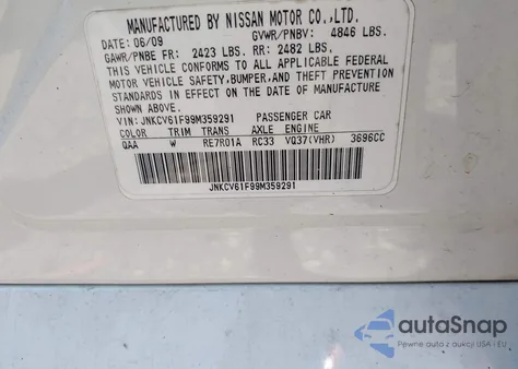 2009 Infiniti G37X из США, поврежденный, VIN JNKCV61F99M359291